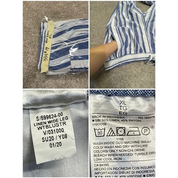 Old navy Womens wide leg pin striped pull on pants sz X-Large linen blend - Picture 11 of 12
